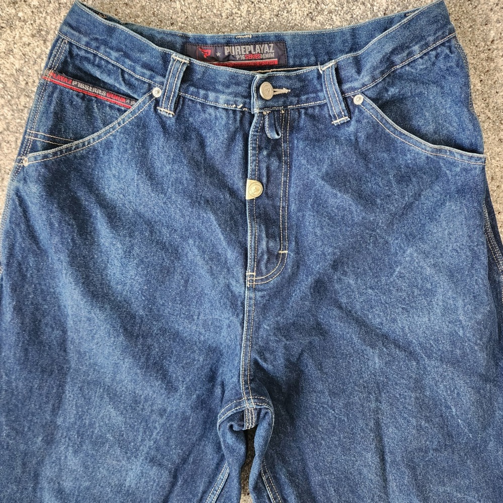 Pure Playaz Carpenter Jeans Mens 34x32 Baggy Y2K P18‎ Series Wide Leg Denim GUC - Picture 3 of 16